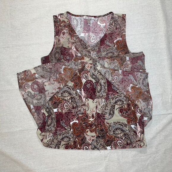 Roz & Ali Sleeveless Paisley Print Blouse - Large - Picture 3 of 8